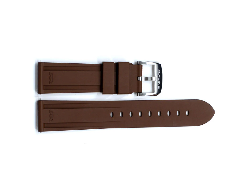 Dark Brown Satin Steel Buckle Rubber Strap - Image 2