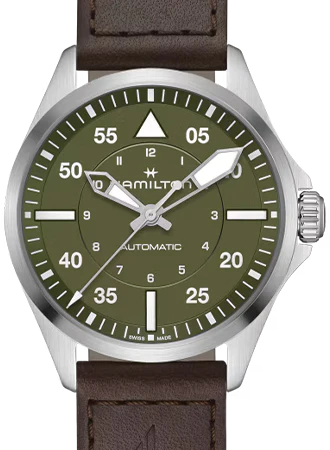 Khaki Aviation Pilot Auto 39mm Army Green Ref. H76305560