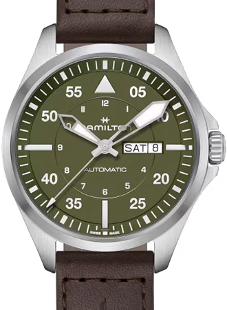 Khaki Aviation Pilot Day Date Auto Army Green Ref. H64635560