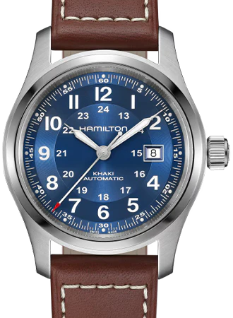 Khaki Field Automatic 42 Blue - Leather Ref. H70605540