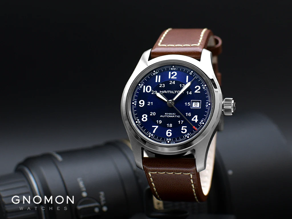 Khaki Field Automatic 42 Blue - Leather Ref. H70605540 - Image 2