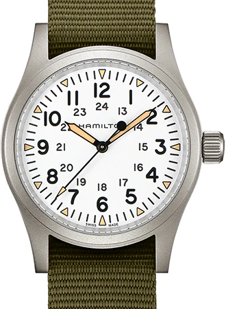 Khaki Field Mechanical Handwinding White 38 - Green Nylon Strap Ref. H69439411