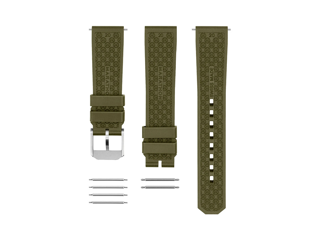 Marathon 3-Piece Rubber Strap Kit Green - 20mm - Image 3