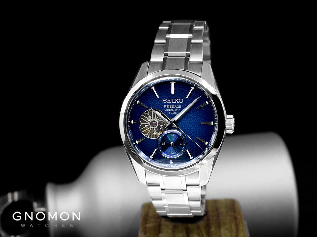 Presage Automatic Sharp Edged Open-Heart Aitetsu Blue Ref. SARJ003 - Image 2