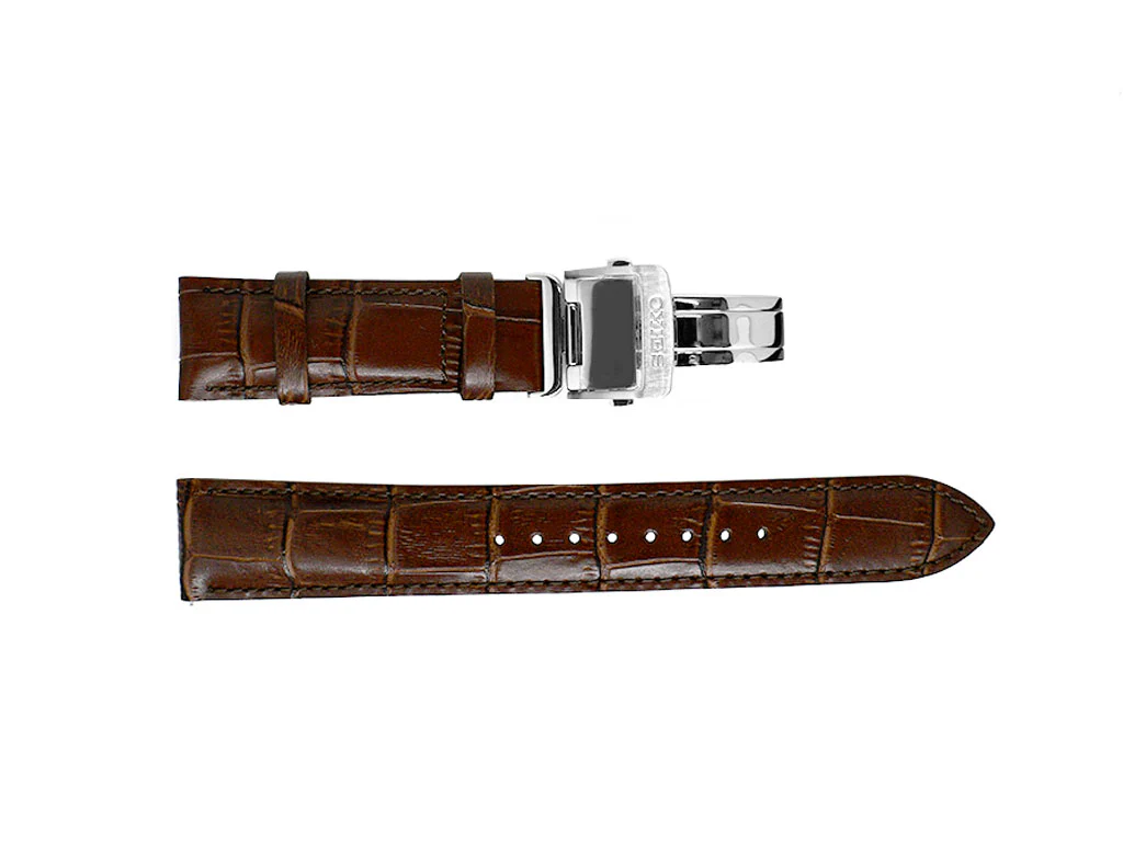 Seiko Calf Leather Strap - Mocha Alligator Grained - 20mm - Image 2
