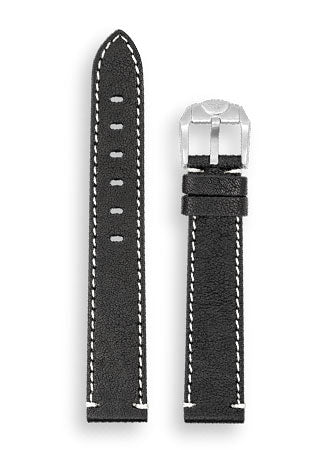 Stitched Leather Black Strap - 18mm