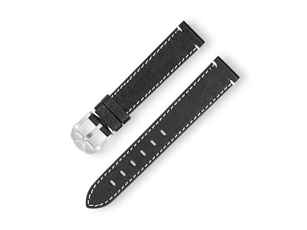 Stitched Leather Black Strap - 18mm - Image 2