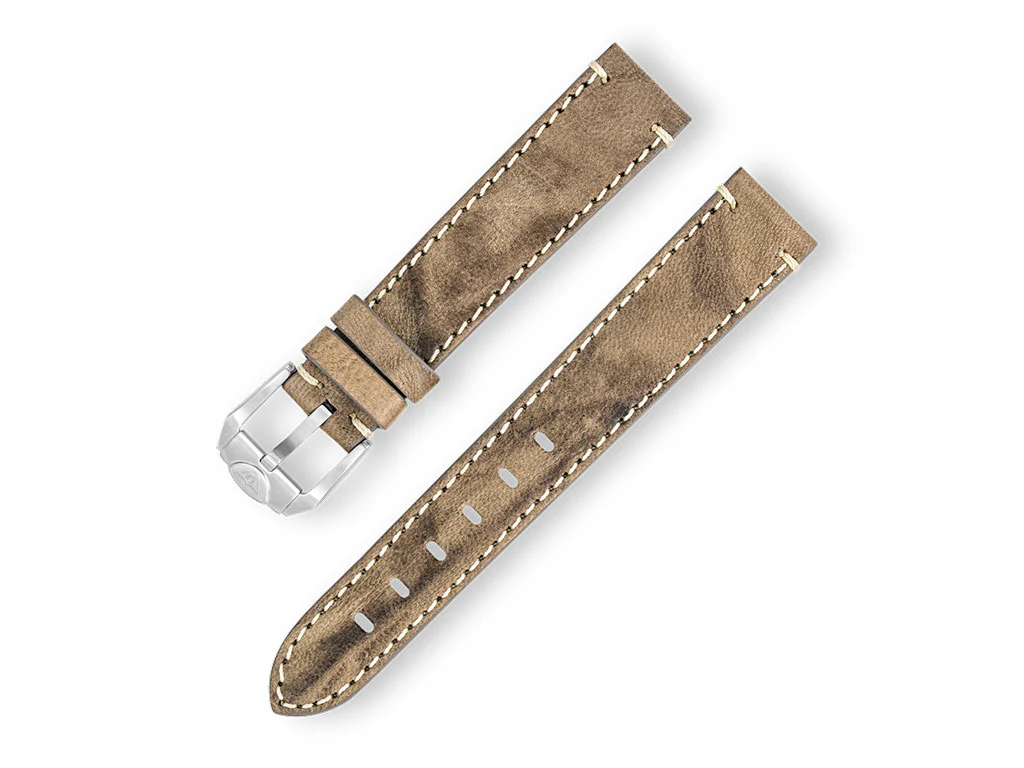 Stitched Leather Brown Strap - 18mm - Image 2