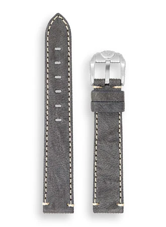 Stitched Leather Grey Strap - 18mm